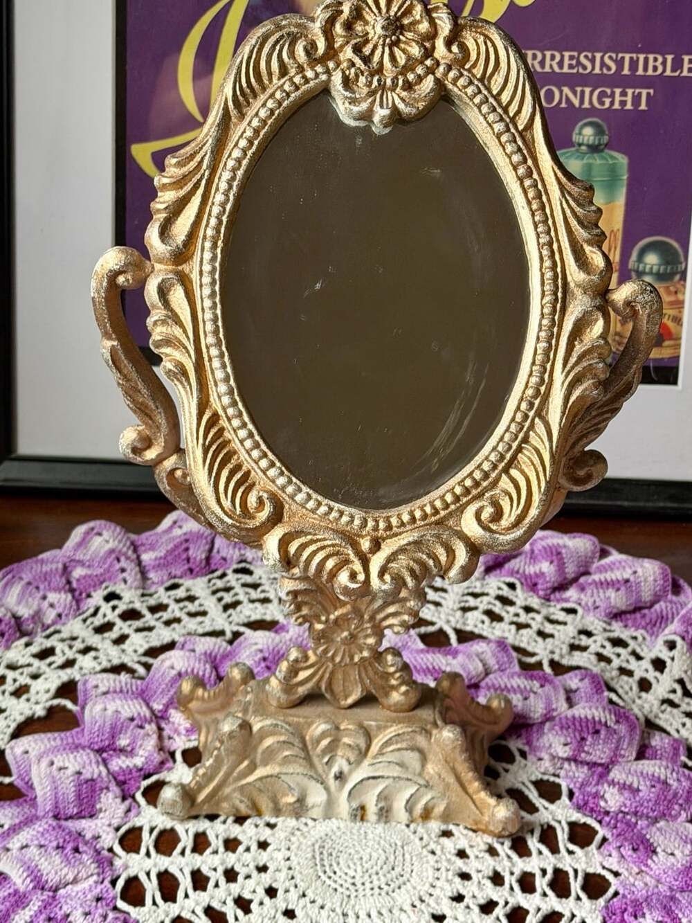 Vintage Ornate Gold Vanity Mirror Rococo Style